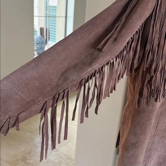 VTG Leather Factory Suede Fringe Jacket Western Cowgirl Boho Rodeo Festival - Picture 6 of 13